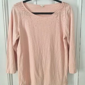 Pink Rose Gold Sequined J. Crew 3/4 sleeve Tee